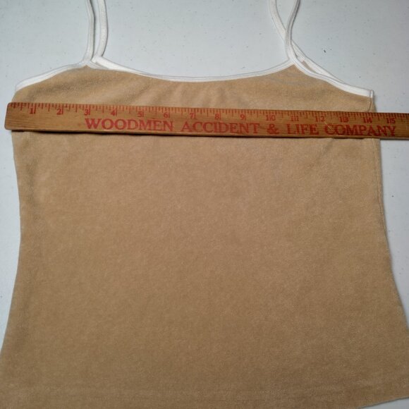 Vintage Y2K Activeland Tank Top Small Beige Terry Cloth Baby T Spahetti Strap - Picture 4 of 13